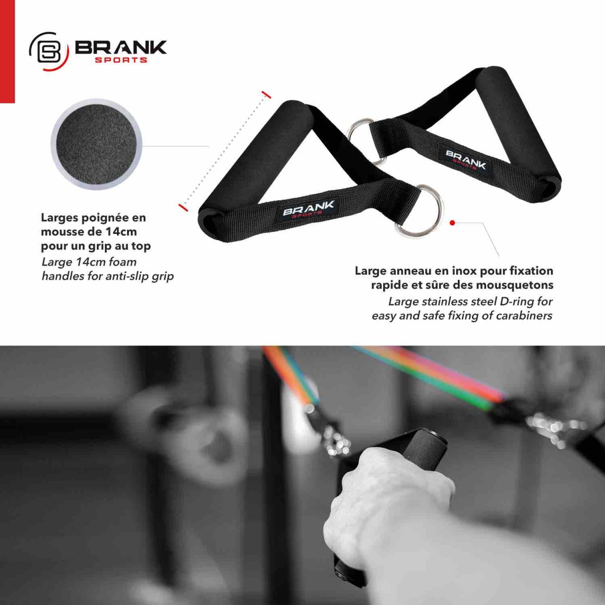 Kit élastiques de musculation avec poignées BRANK Tubes – Image 2