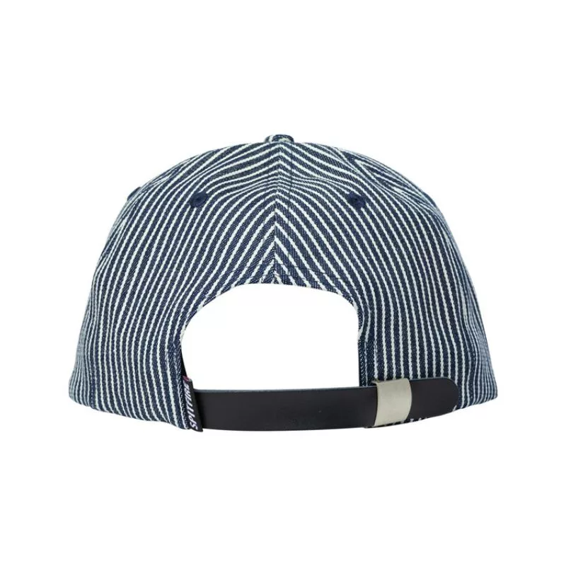 Spitfire / Cap Flames Script StrapBack / Indigo RailRoad Stripe – Image 2