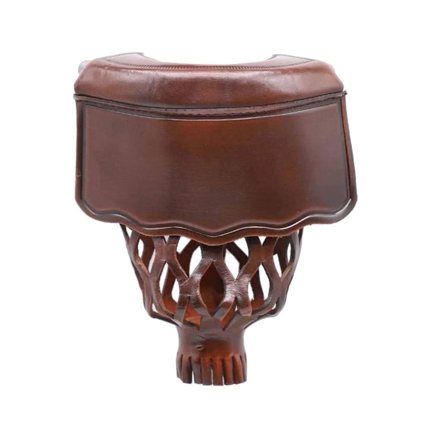 Poches en cuir marron pour billard américain